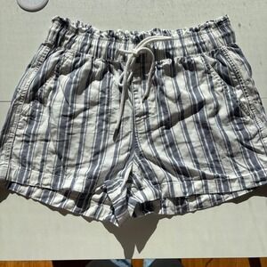 LOFT Striped Linen Blend Paperbag‎ Waist Shorts Women's Size S